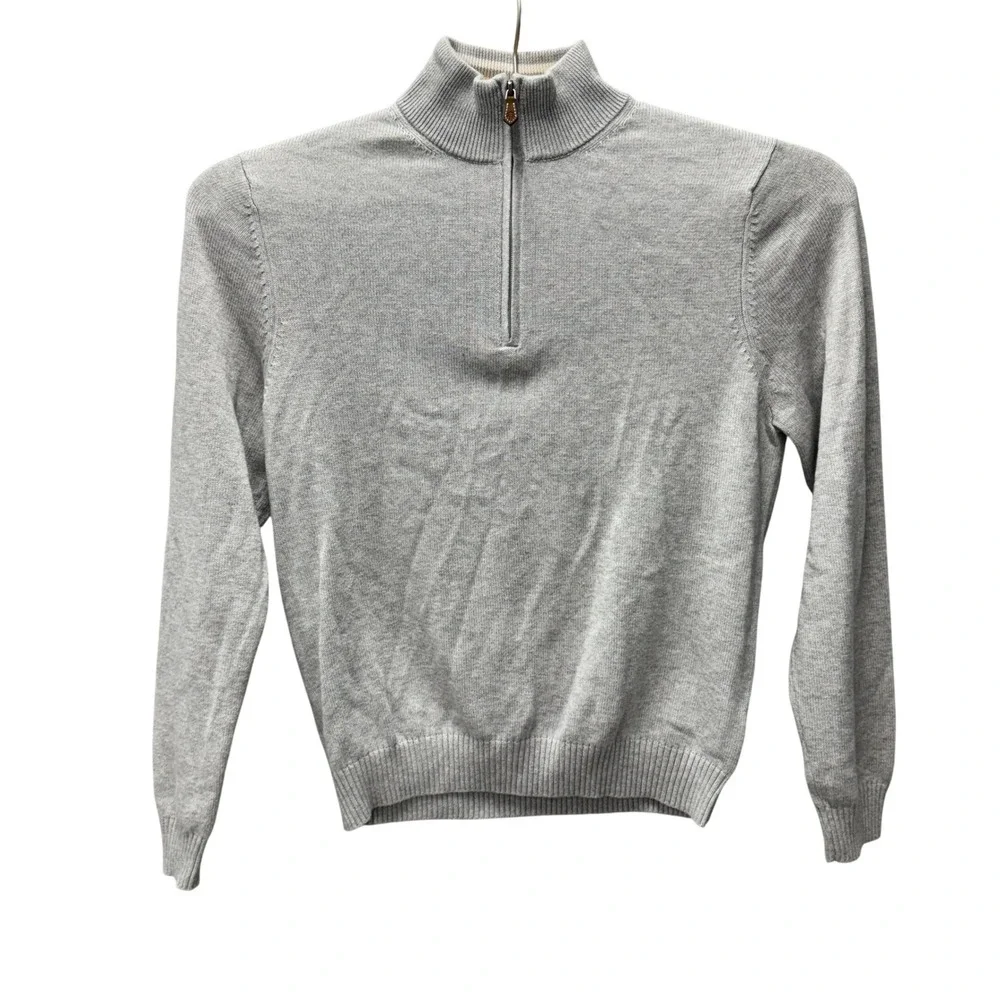 Brooks Brothers Mens Gray 100% Supima Cotton Quarter Zip Sweater Mock Neck M